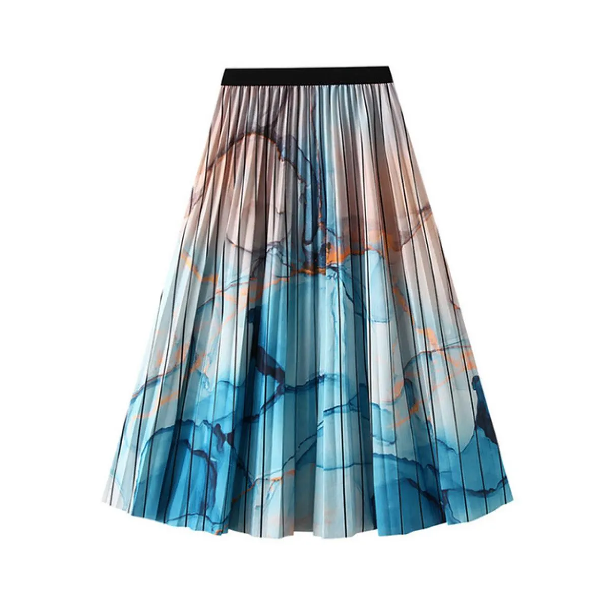 Gonna longuette graffiti vintage da donna elastica a vita alta sfumata pittura a pieghe svasata una linea gonne Gonne 2023 autun