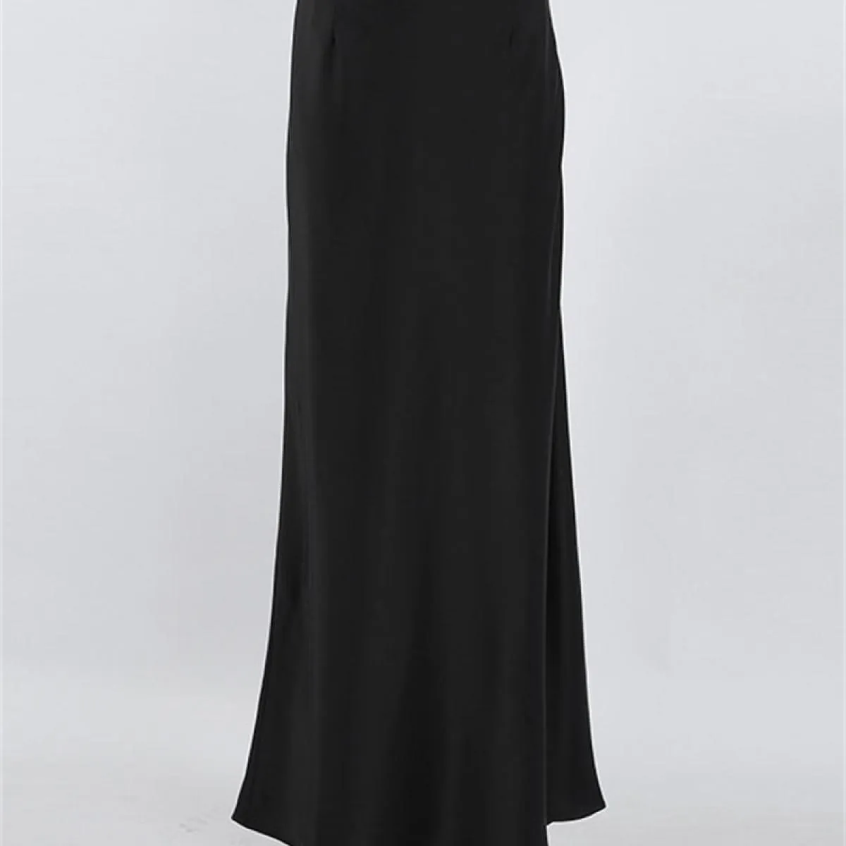 Gonna lunga femminile in raso casual Elegante cerniera divisa patchwork Gonna lunga nera a vita alta Moda High Street Maxi