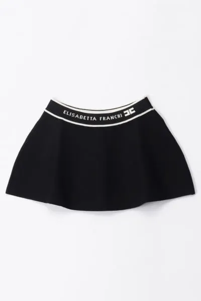 Gonna tricot con fascia logata BLACK/BUTTER