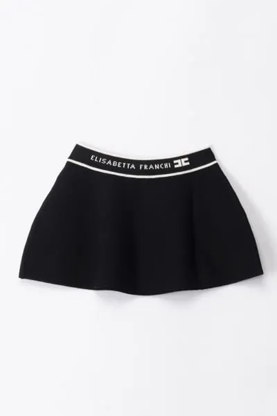 Gonna tricot con fascia logata BLACK/BUTTER