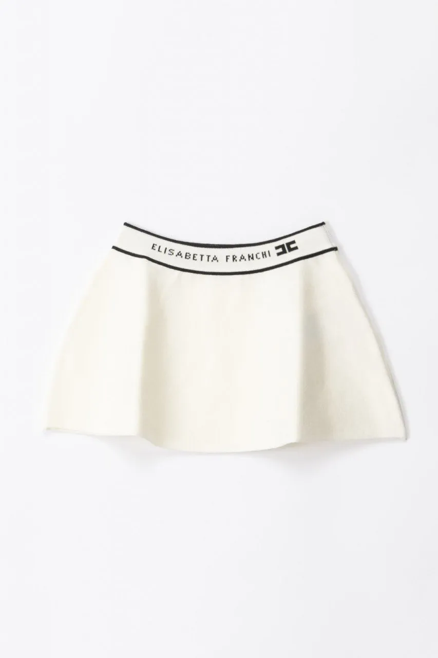 Gonna tricot con fascia logata BUTTER/BLACK