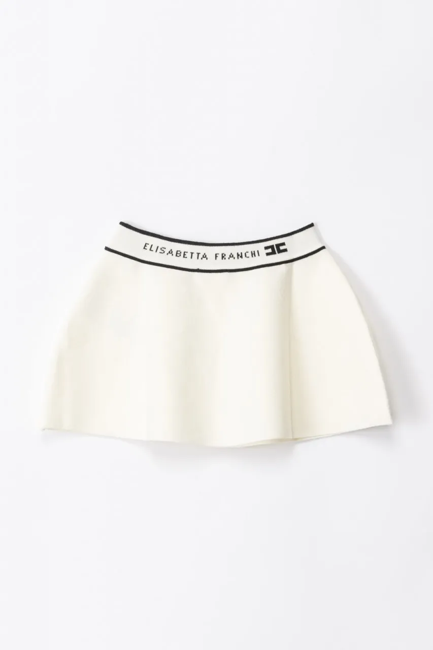 Gonna tricot con fascia logata BUTTER/BLACK