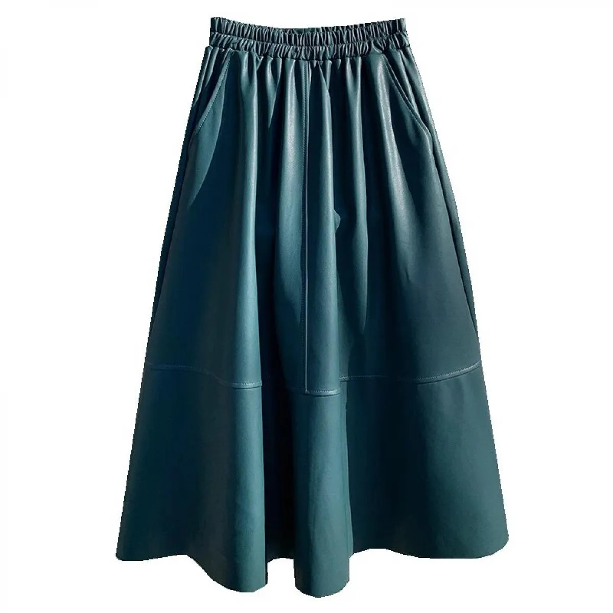 Gonne in pelle Pu 2023 autunno inverno nuova mezza gonna a vita alta sottile elegante morbida gonna ombrello in pelle a linea