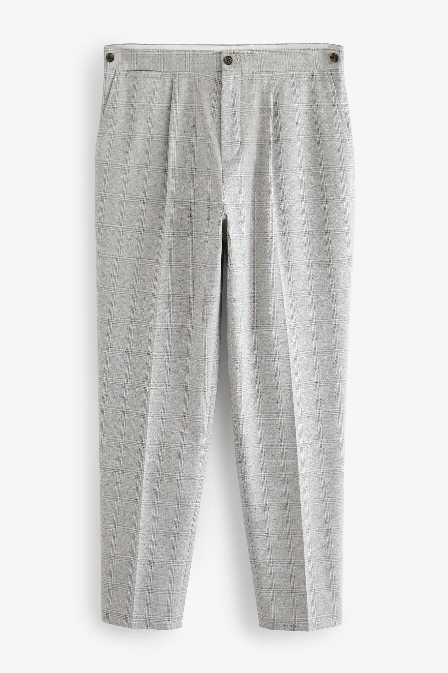 Grigio a quadri  - Pantaloni con regolabile laterale e bottoni