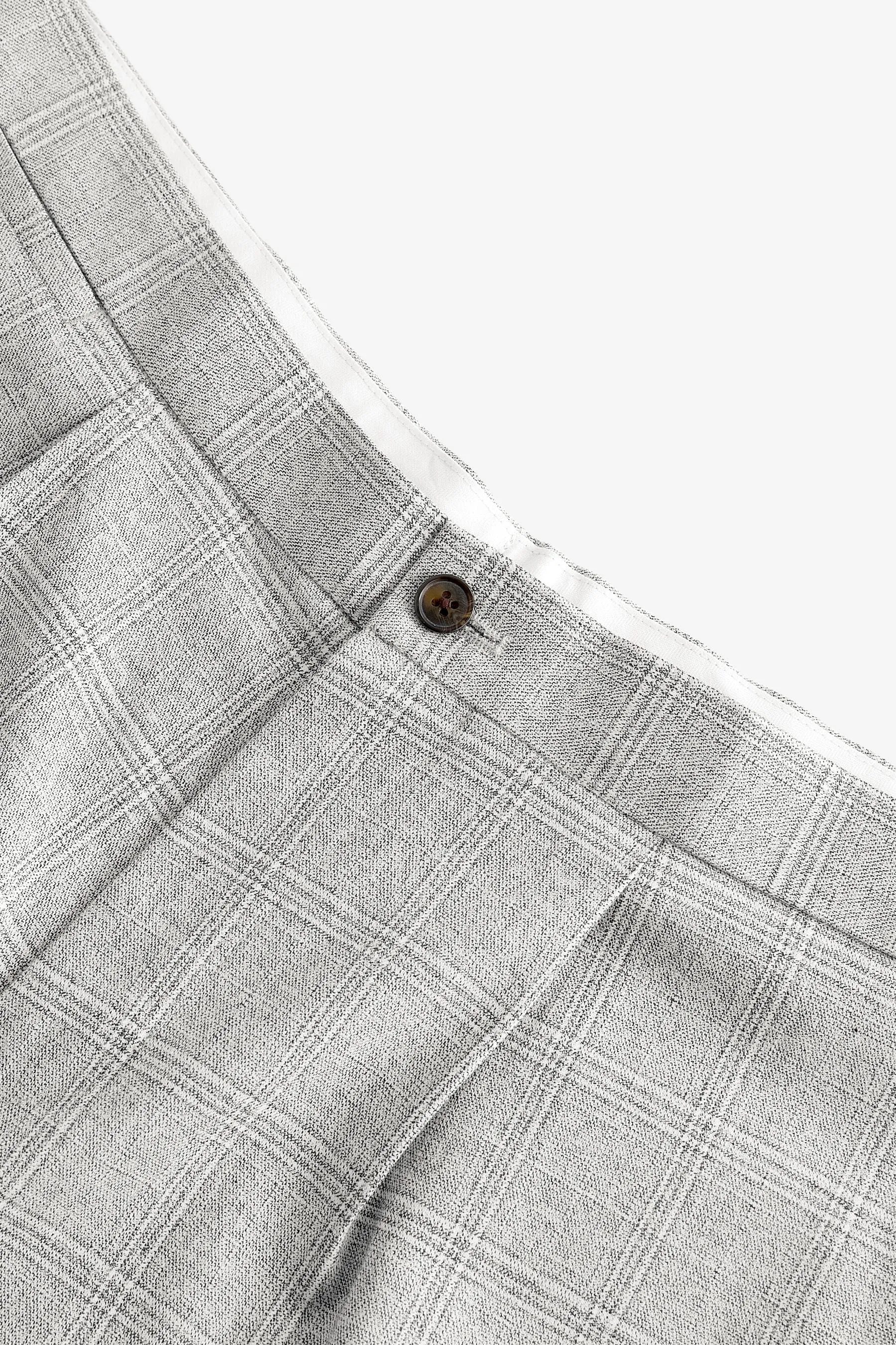 Grigio a quadri  - Pantaloni con regolabile laterale e bottoni