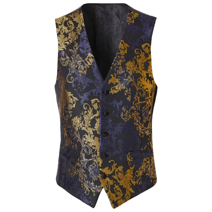 Henk ter Horst Gilet in jacquard con motivo barocco Blu
