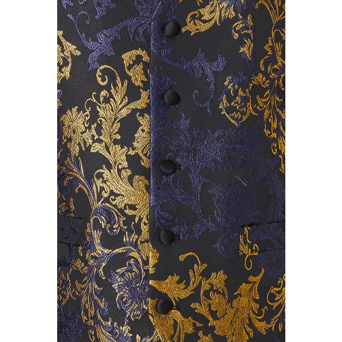 Henk ter Horst Gilet in jacquard con motivo barocco Blu
