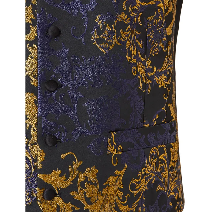 Henk ter Horst Gilet in jacquard con motivo barocco Blu
