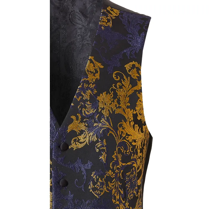 Henk ter Horst Gilet in jacquard con motivo barocco Blu