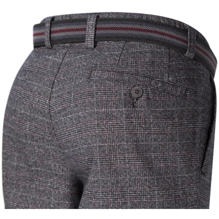 Henk ter Horst pantaloni a quadri slim fit in cotone grigio scuro