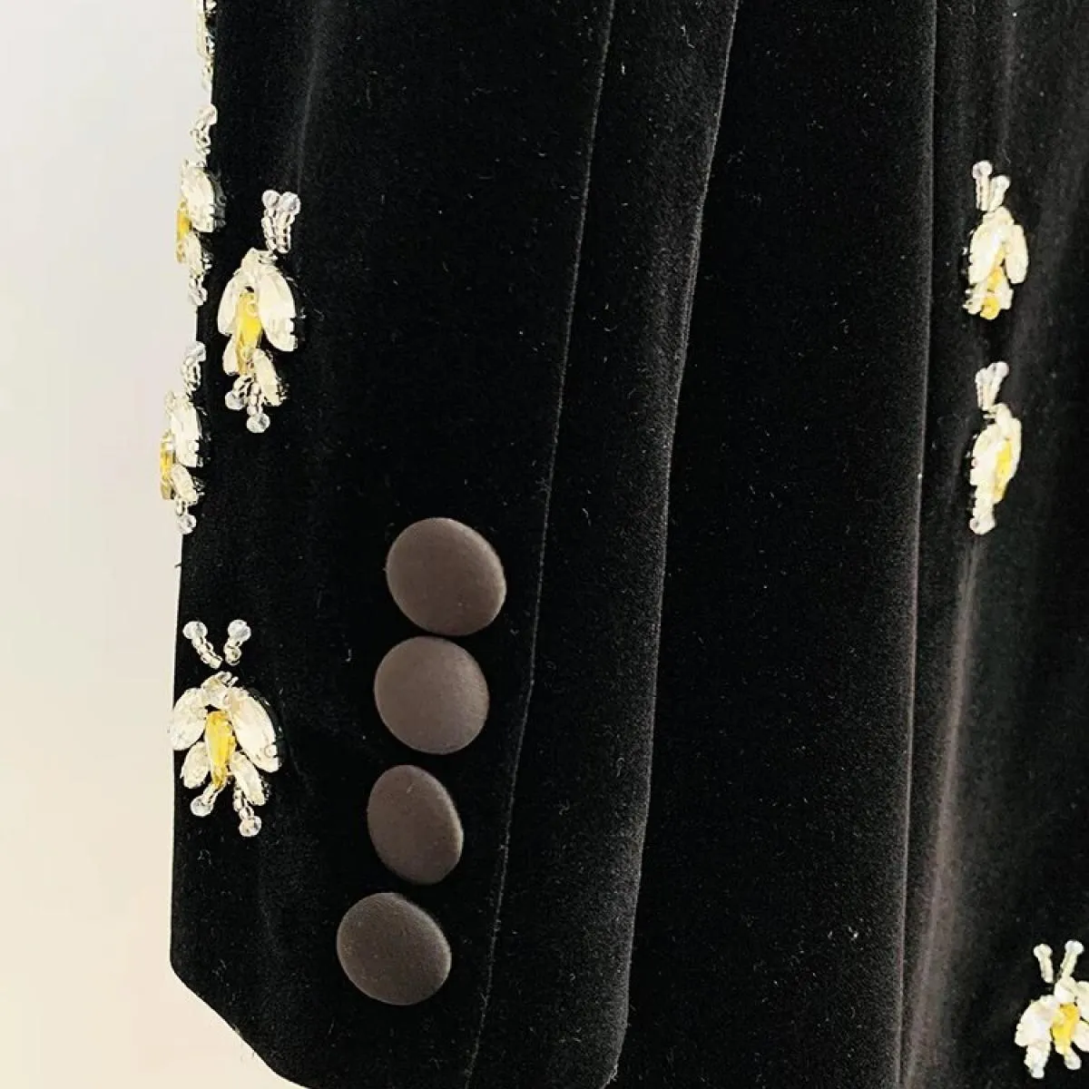 High Street Più Nuovo 2023 A/w Designer Giacca da Donna Singolo Bottone Strass Diamanti In Rilievo Ape Velluto Lungo Bl