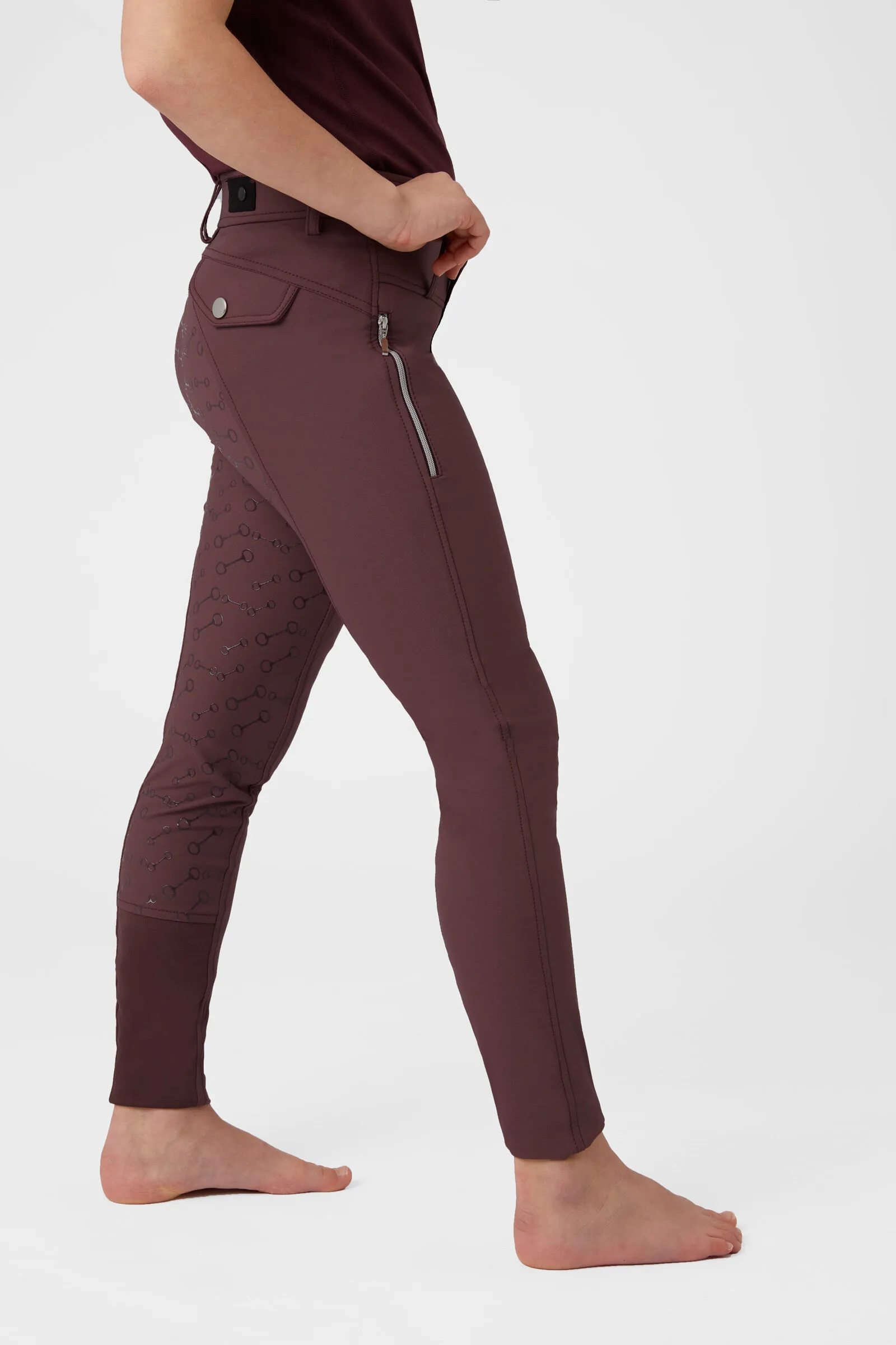 Horze Andrea Pantaloni da equitazione a vita alta con full seat in silicone da bambini