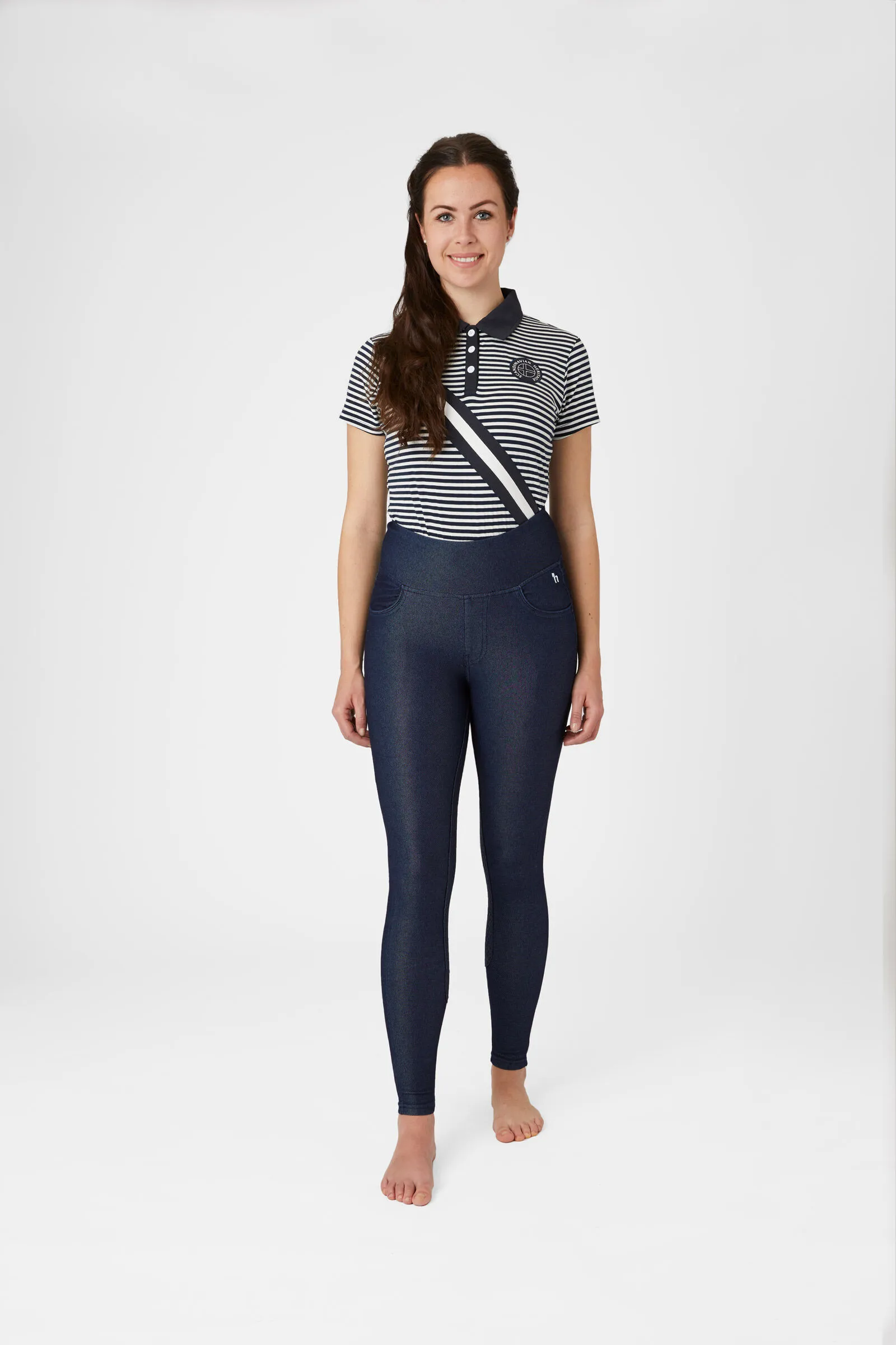 Horze Katia Leggins da equitazione stile denim con full seat da donna