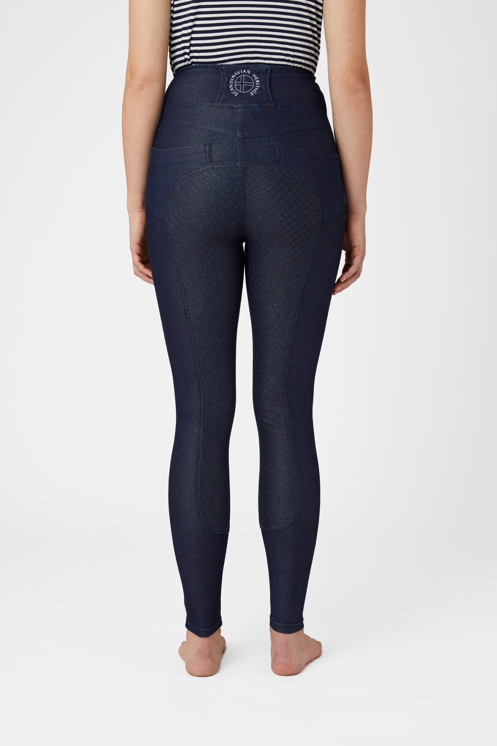 Horze Katia Leggins da equitazione stile denim con full seat da donna