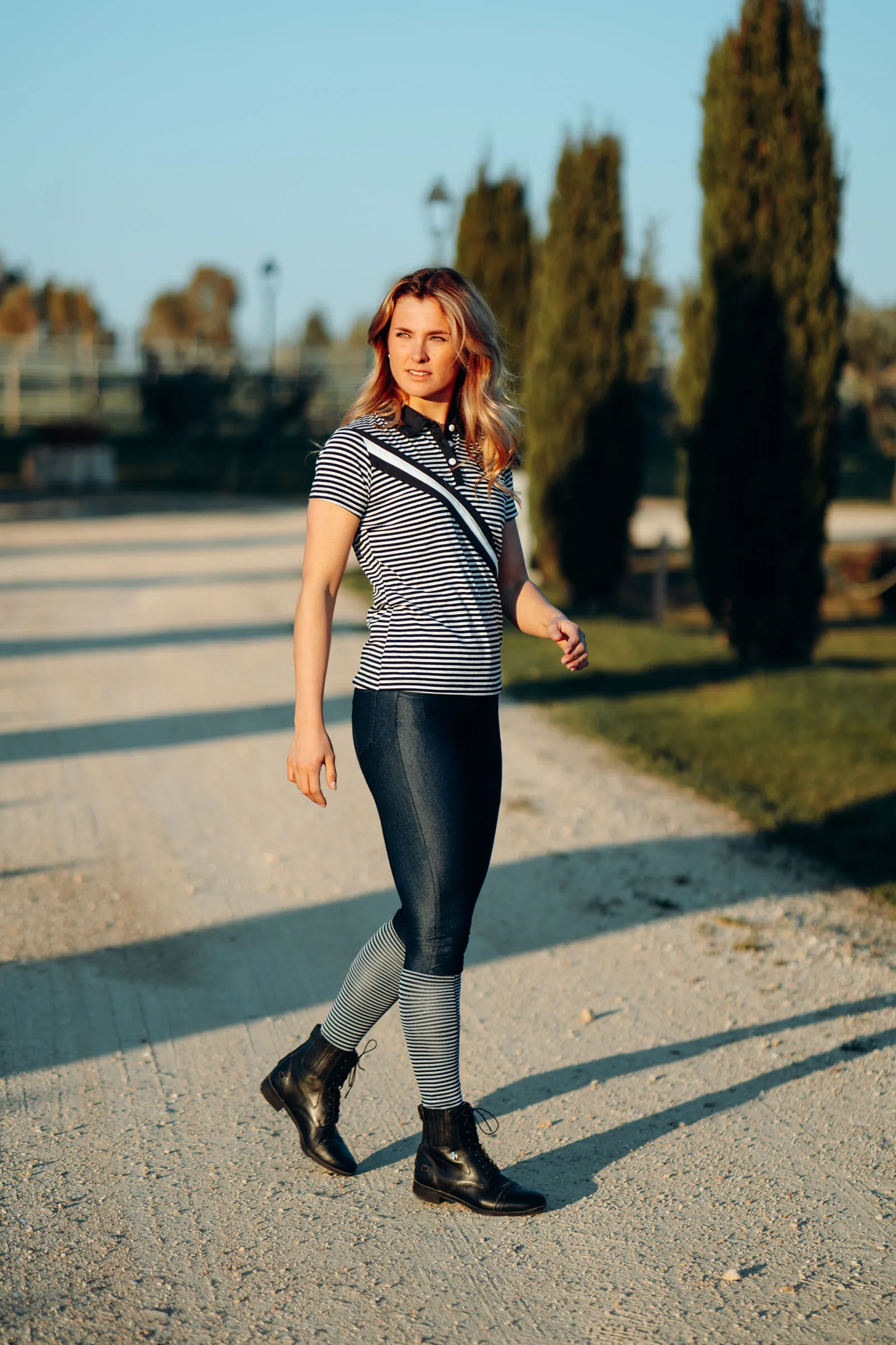 Horze Katia Leggins da equitazione stile denim con full seat da donna