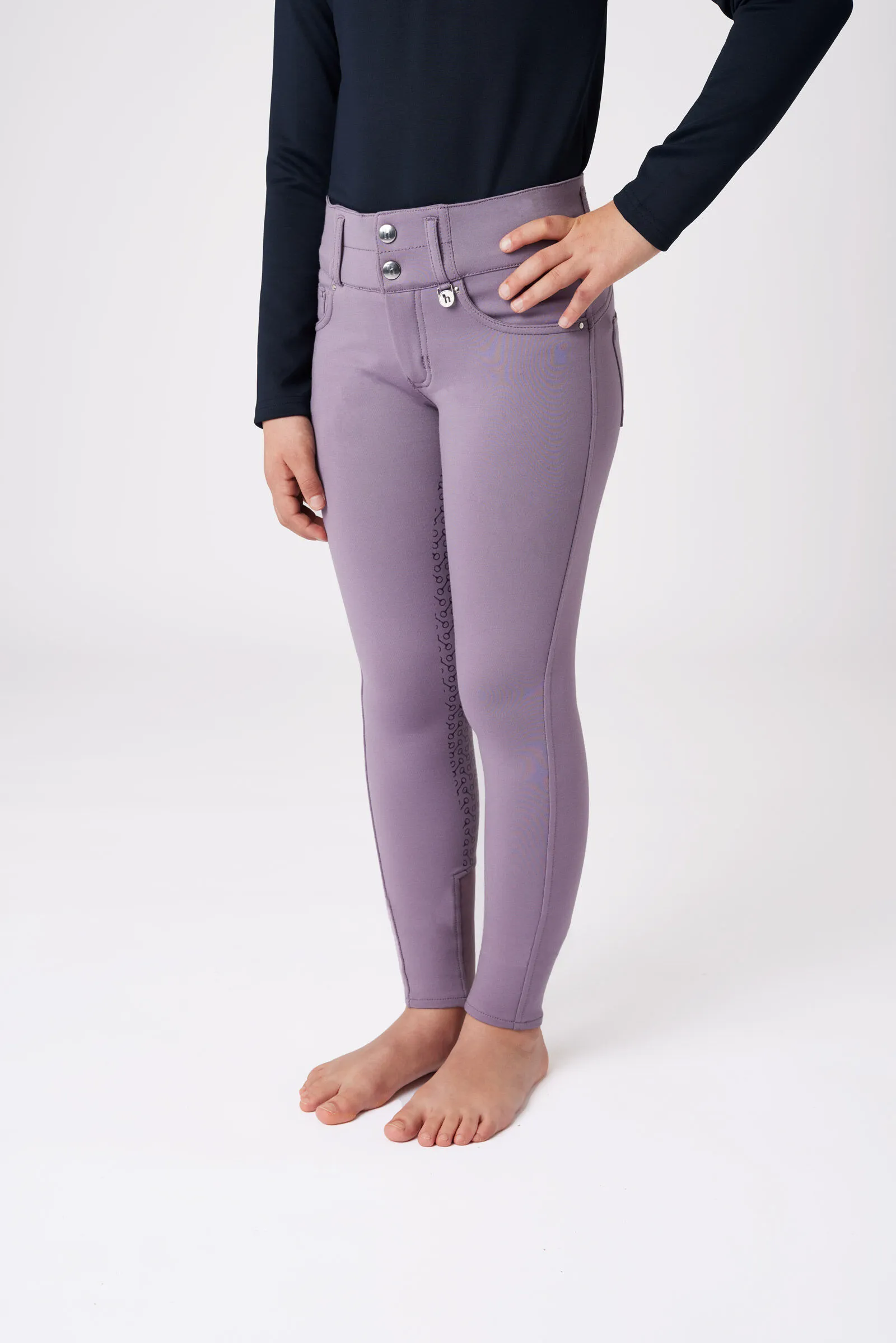 Horze Tara Pantaloni da equitazione a vita alta con full seat da bambini