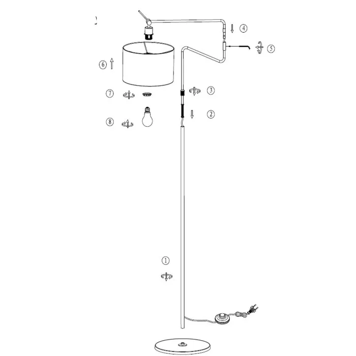 Illuminazione Steinhauer Linstrøm Lampada da terra Nero, 1-Luce