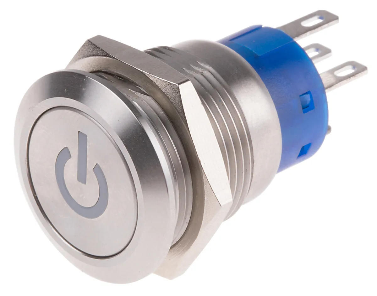 Interruttore a pulsante RS PRO, A ritenuta, SPDT, luminoso, 5 A, IP67 Montaggio a pannello