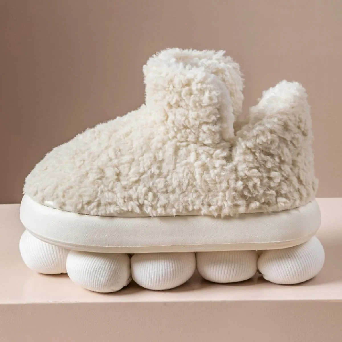 Inverno Nuovo Semplice E Caldo Più Peluche Alta Suola Spessa Scarpe di Cotone Borsa da Donna Scarpe con Tacco Peluche Tinta Unit