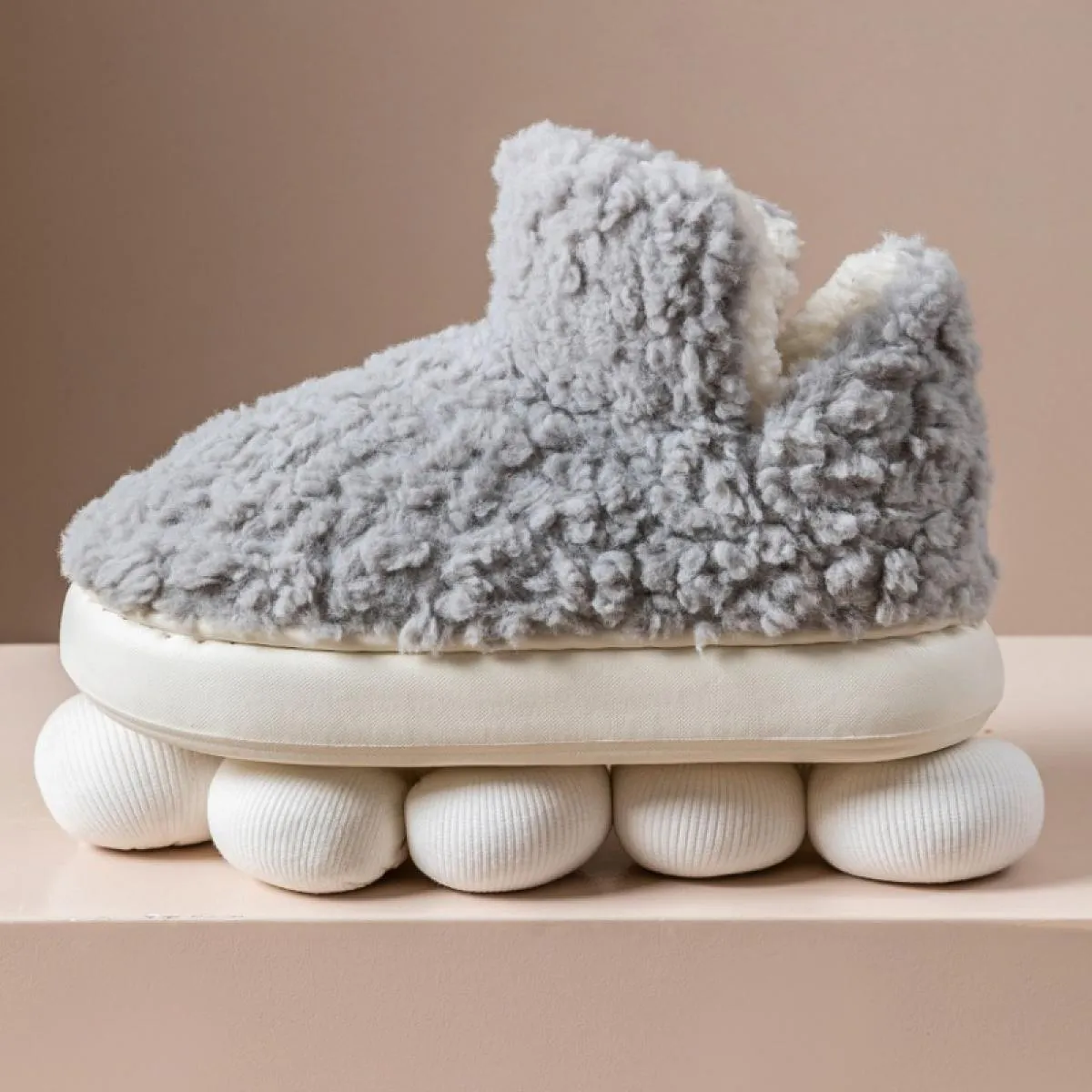 Inverno Nuovo Semplice E Caldo Più Peluche Alta Suola Spessa Scarpe di Cotone Borsa da Donna Scarpe con Tacco Peluche Tinta Unit