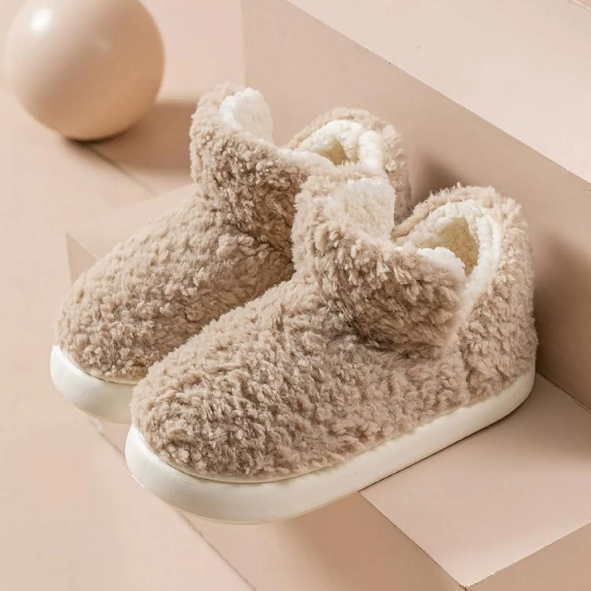 Inverno Nuovo Semplice E Caldo Più Peluche Alta Suola Spessa Scarpe di Cotone Borsa da Donna Scarpe con Tacco Peluche Tinta Unit