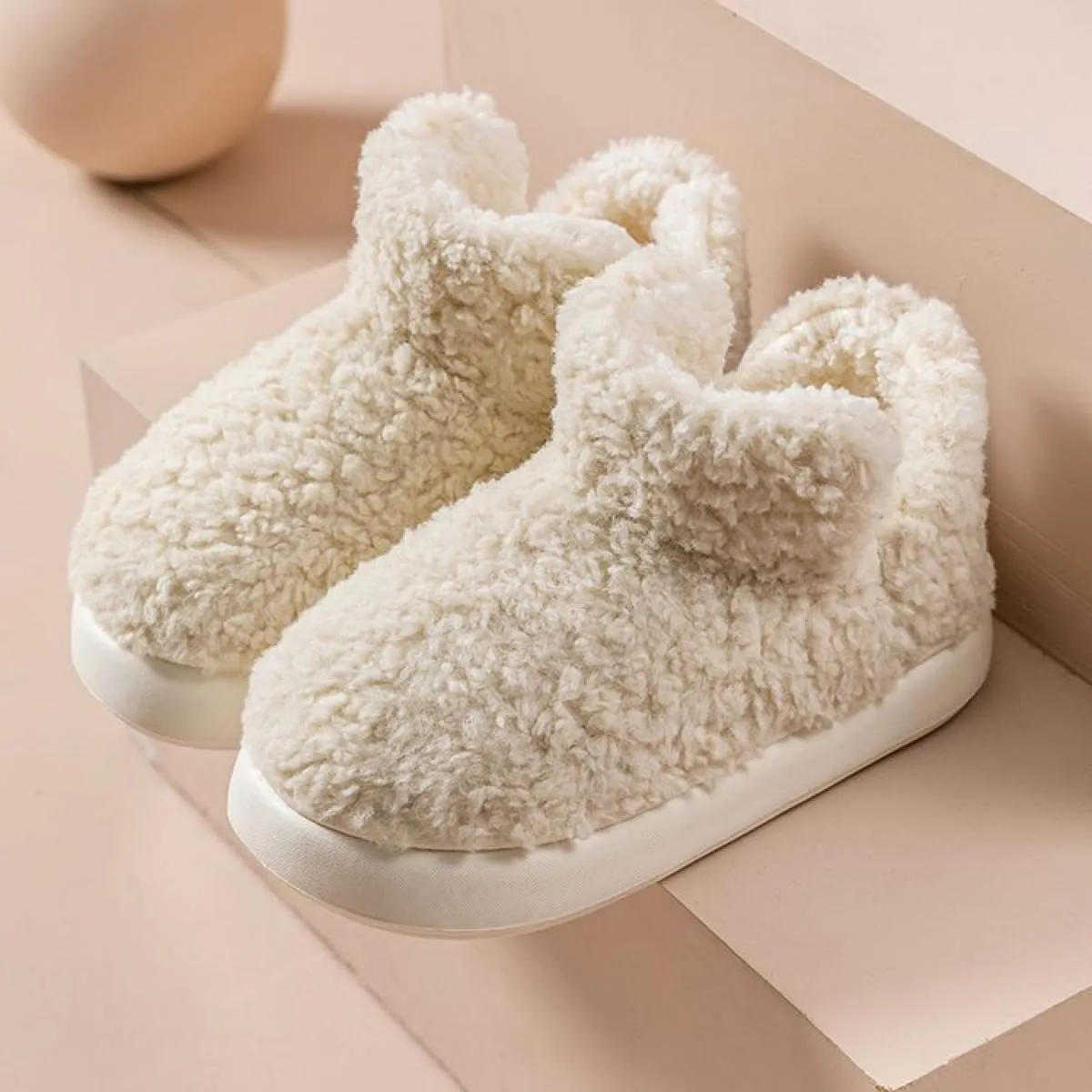 Inverno Nuovo Semplice E Caldo Più Peluche Alta Suola Spessa Scarpe di Cotone Borsa da Donna Scarpe con Tacco Peluche Tinta Unit