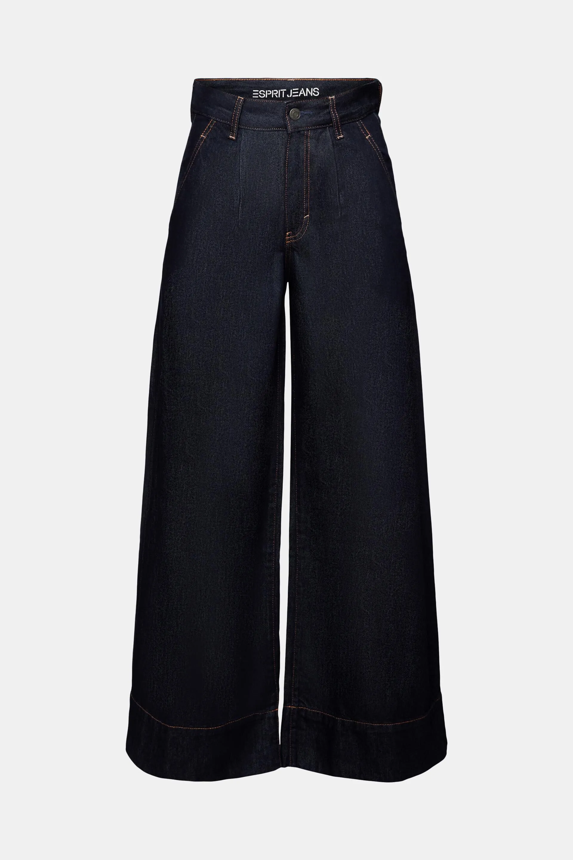 Jeans chino a gamba larga con pieghe e vita alta