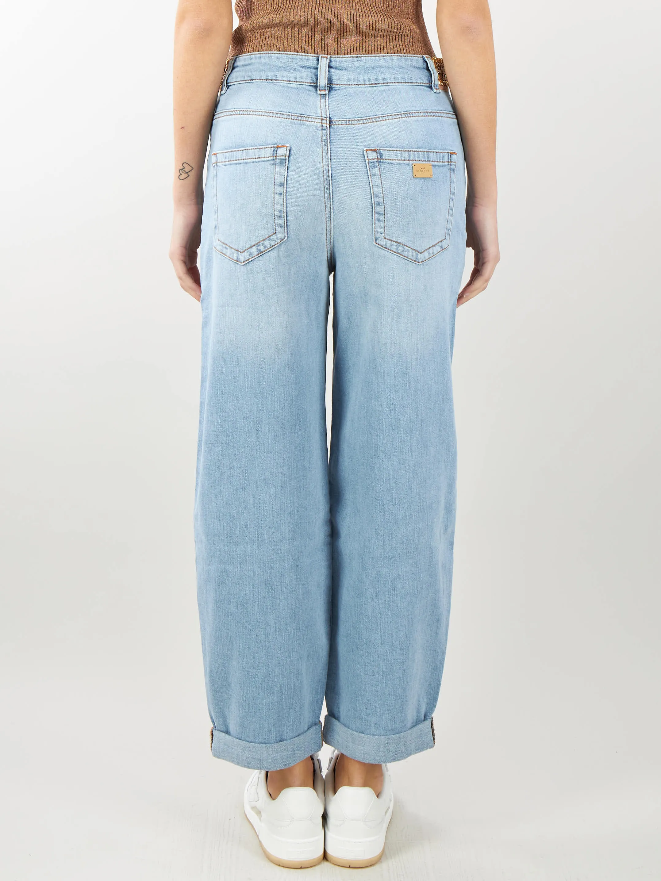 Jeans wide leg con dettaglio borchie Nenette