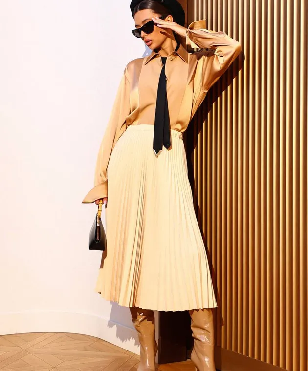 Jil Sander Gonna a pieghe beige J04MA0003J40014