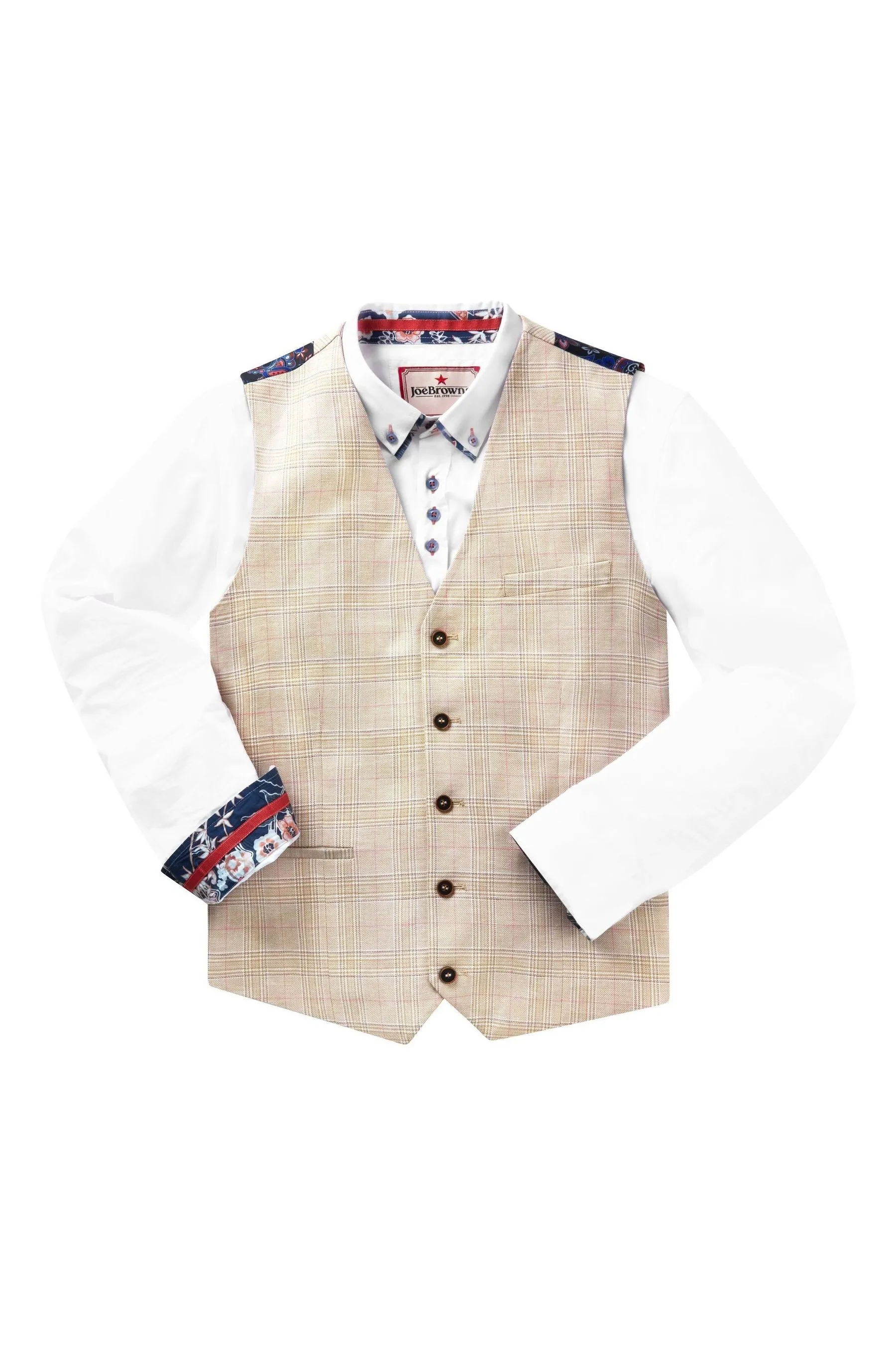 Joe Browns regular  - Cream vestibilità  - A quadri gilet foderato in Satin a contrasto