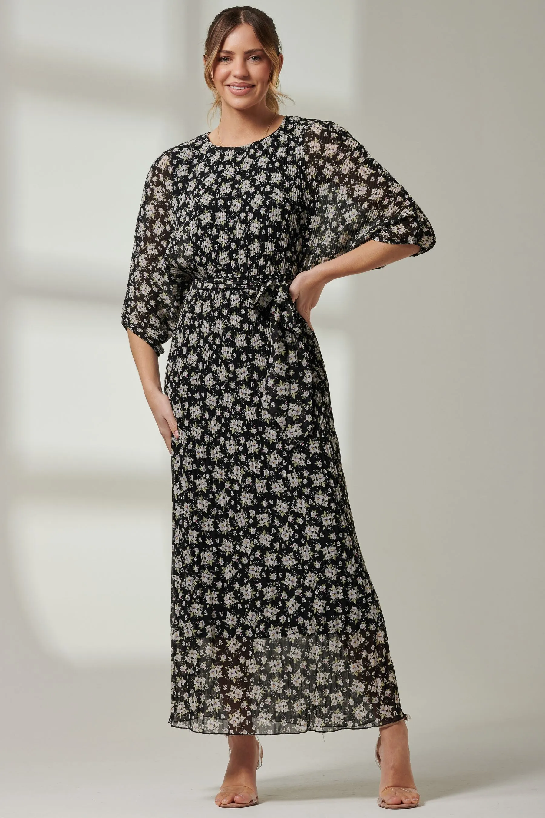 Jolie Moi A pieghe - Abito maxi in chiffon allacciato in vita
