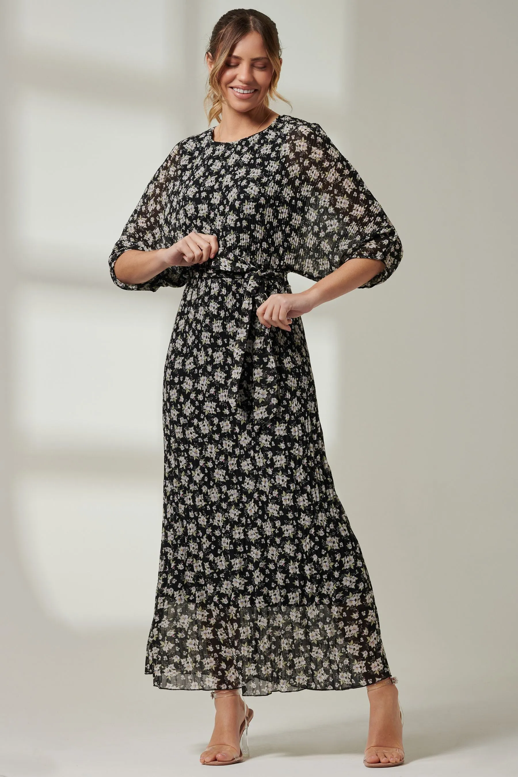 Jolie Moi A pieghe - Abito maxi in chiffon allacciato in vita