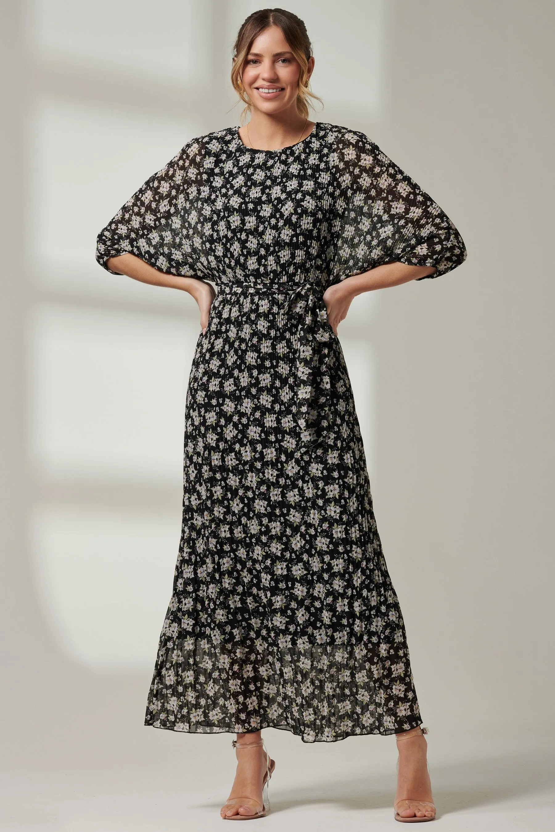 Jolie Moi A pieghe - Abito maxi in chiffon allacciato in vita