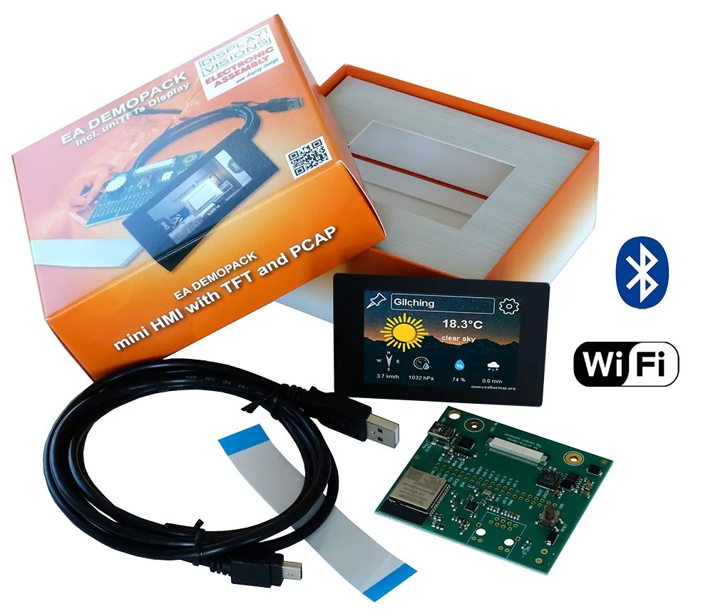 Kit di interfaccia per display Display Visions EA DEMOPACK-WIFIBT I2C, RS232, SPI, USB Plus WIFI / Bluetooth Support,