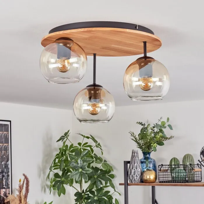 Koyoto Plafoniera, Lampada a sfera Écru, Nero, 3-Luci