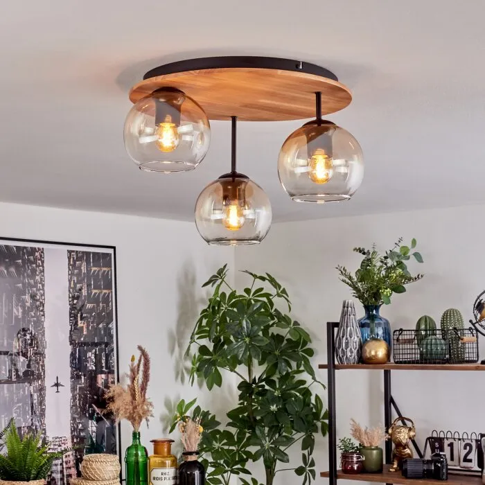 Koyoto Plafoniera, Lampada a sfera Écru, Nero, 3-Luci
