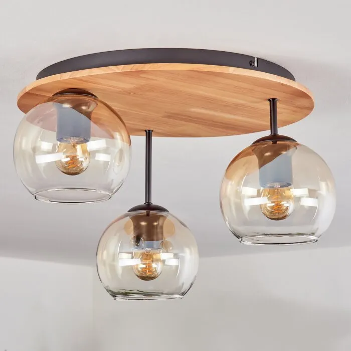Koyoto Plafoniera, Lampada a sfera Écru, Nero, 3-Luci