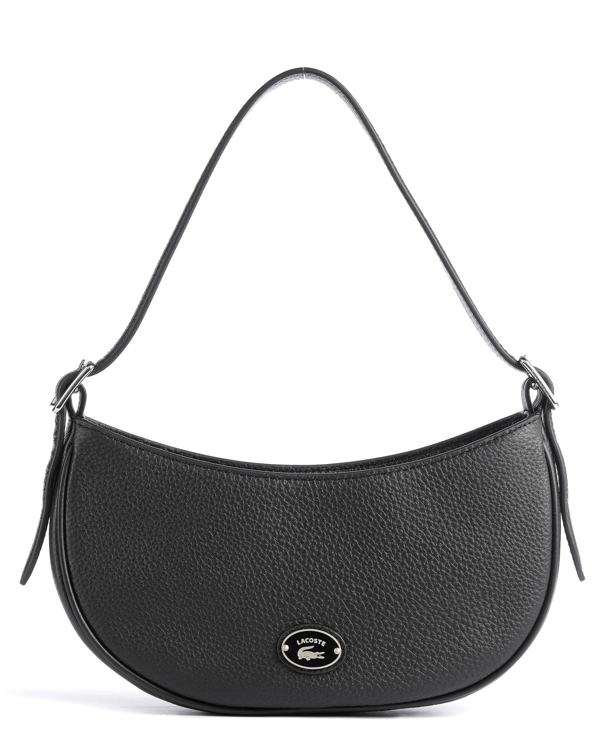  Lacoste Origin Croc Borsa hobo pelle di vacchetta grana nero  