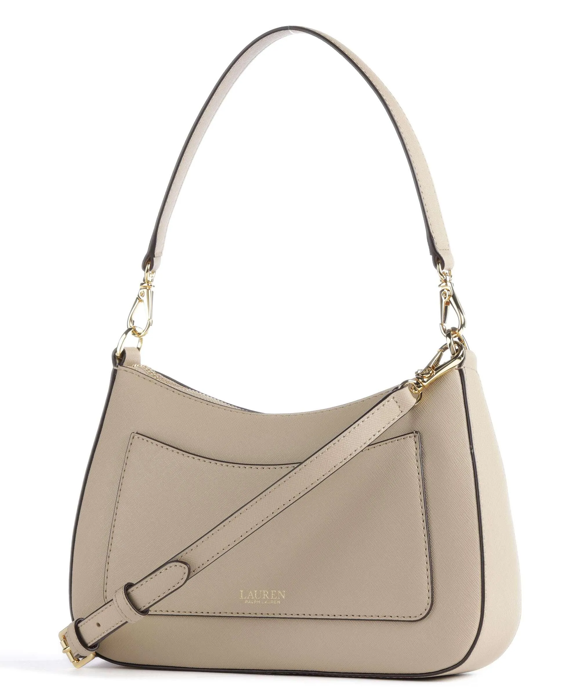  Lauren Ralph Lauren Danni 26 Borsa a spalla pelle di vacchetta saffiano beige  