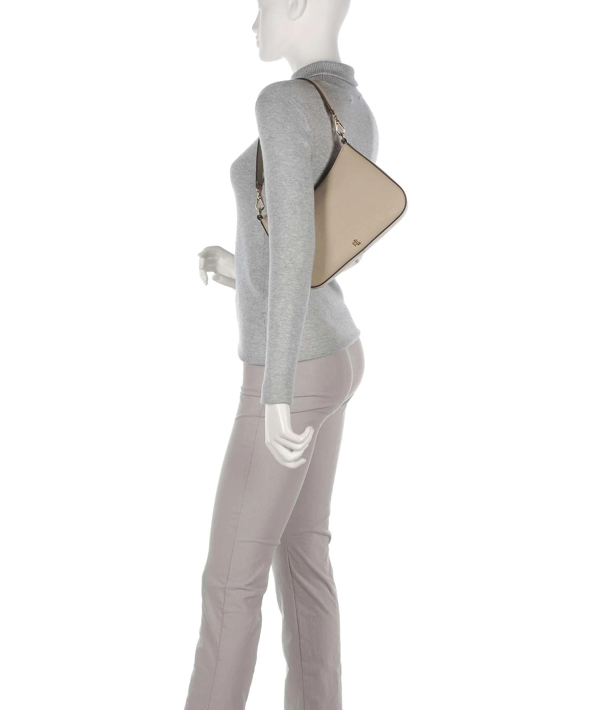  Lauren Ralph Lauren Danni 26 Borsa a spalla pelle di vacchetta saffiano beige  