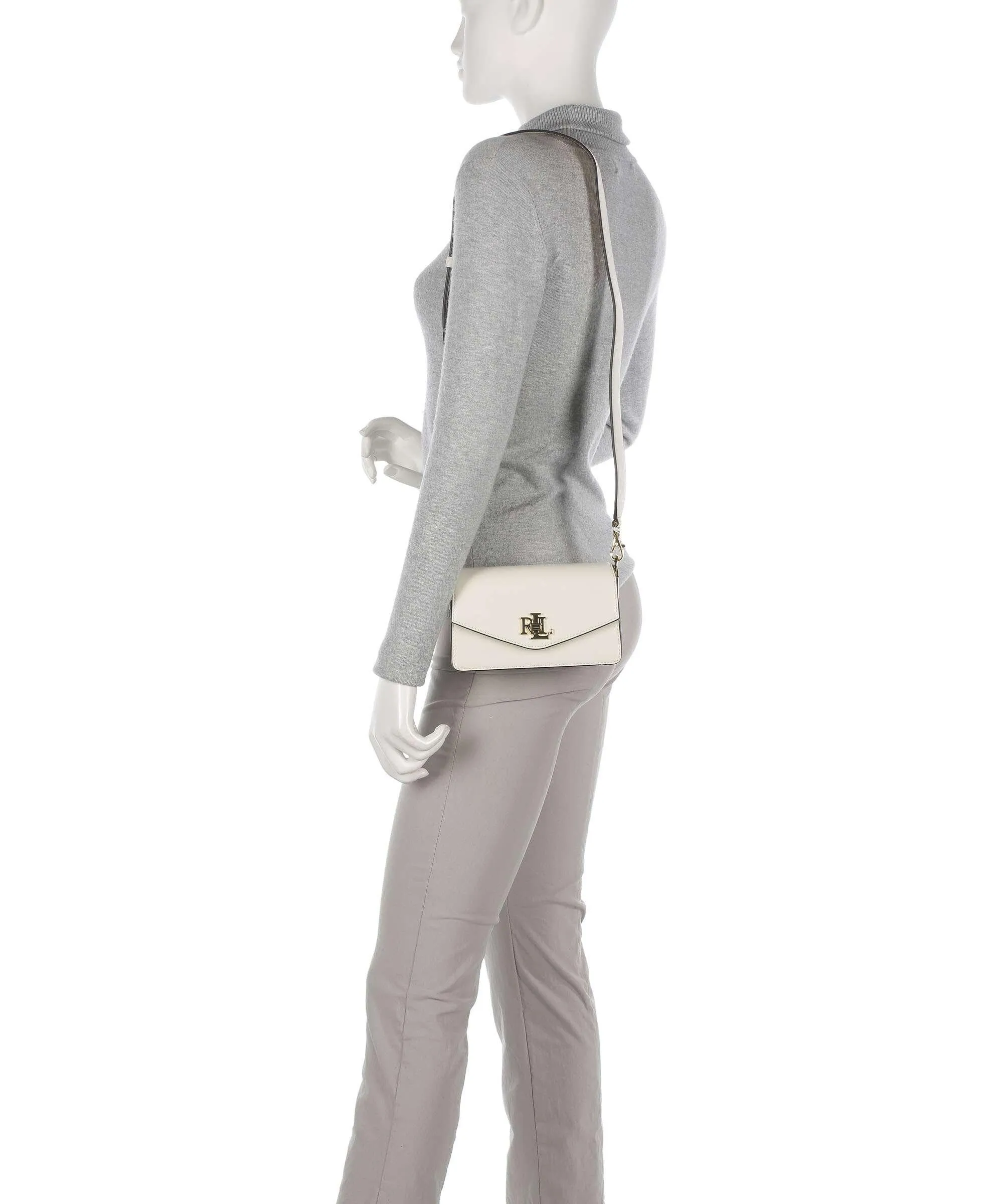  Lauren Ralph Lauren Tayler 19 Borsa a tracolla pelle di vacchetta finemente grana avorio  