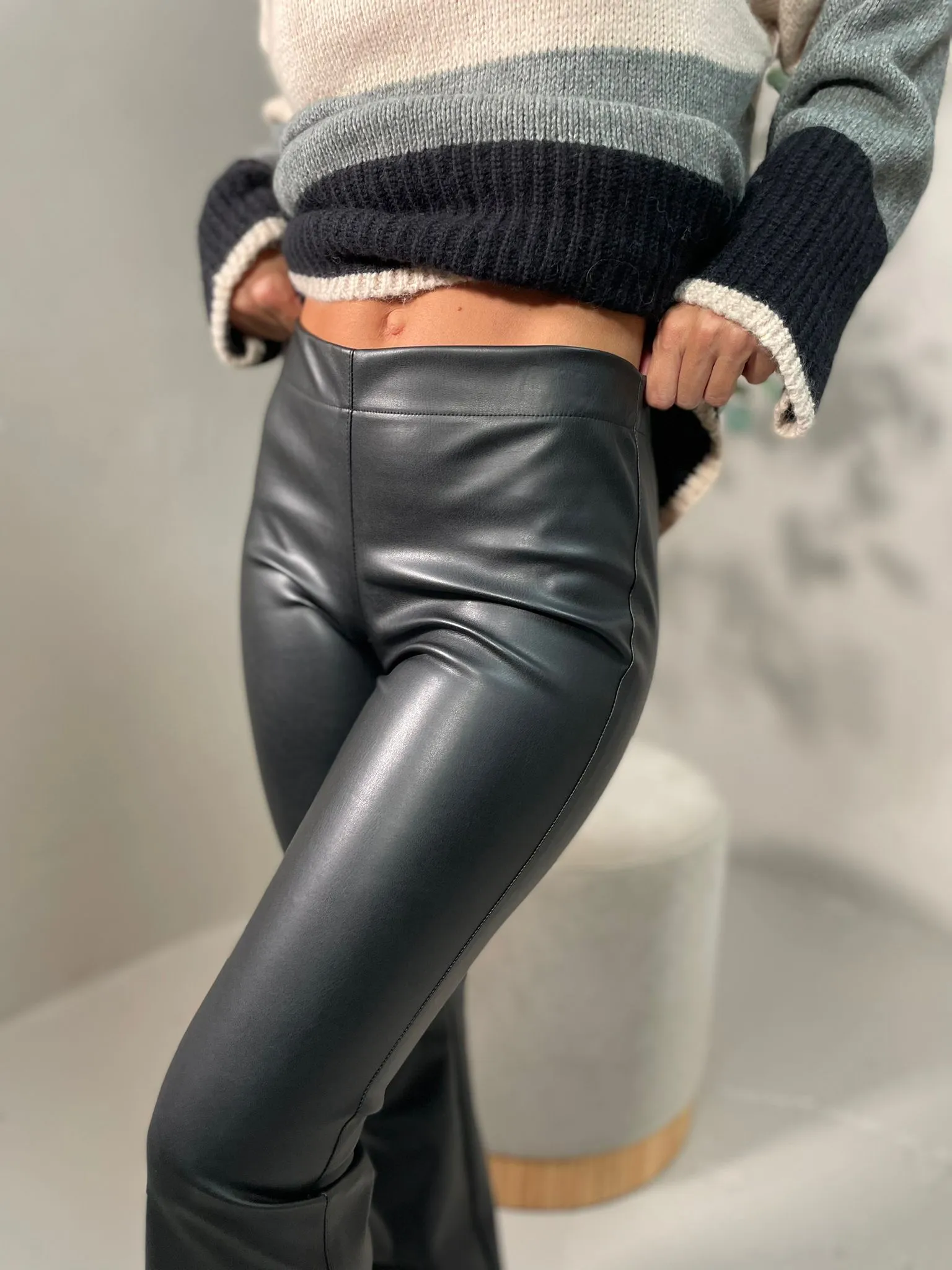 Leggings Ecopelle Zampa Nero