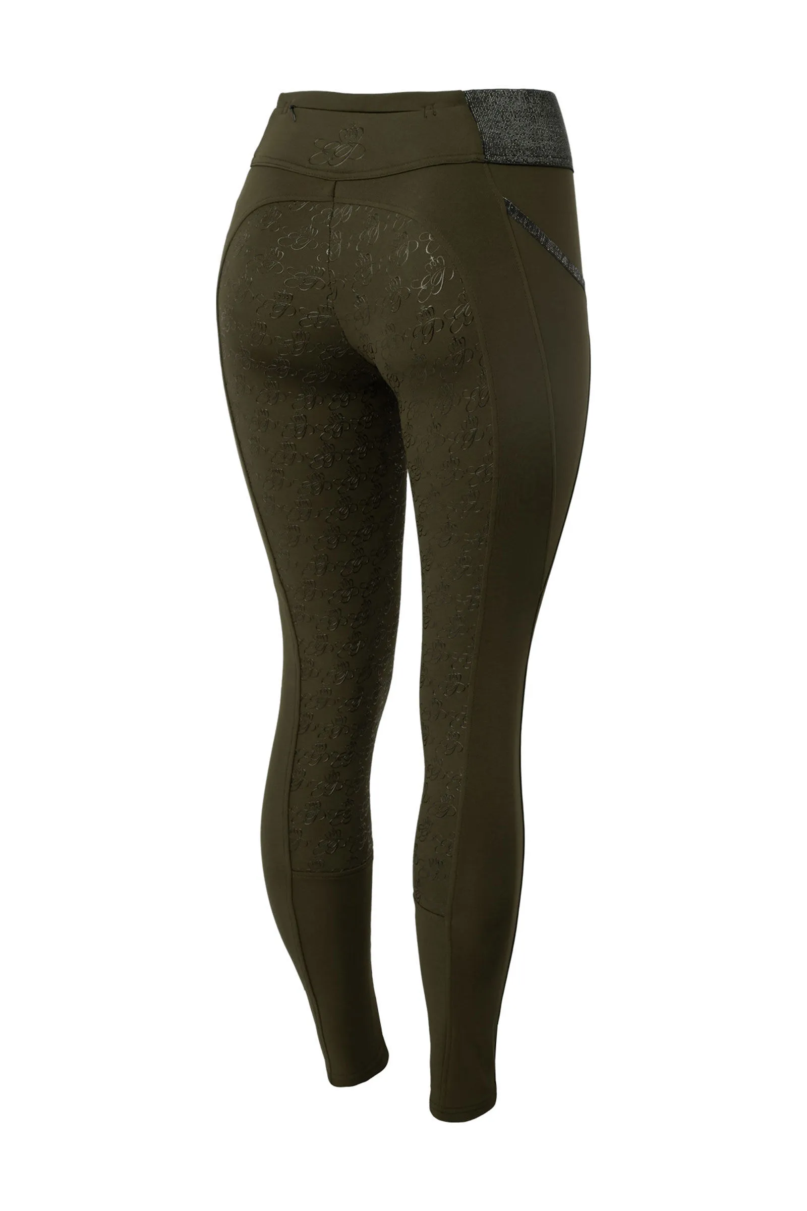 Leggins da equitazione con full seat e vita nera con glitter da donna