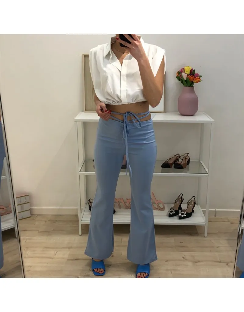 LEGGINS INTRECCIO ZAMPA AZZURRO