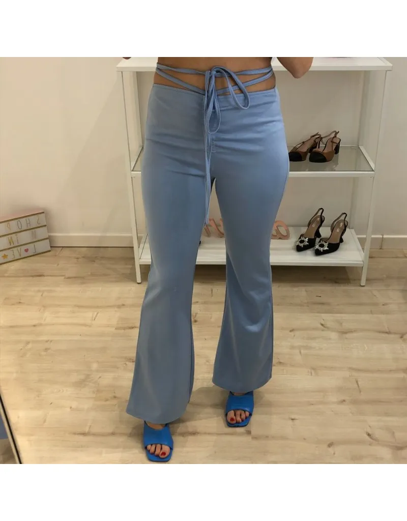 LEGGINS INTRECCIO ZAMPA AZZURRO