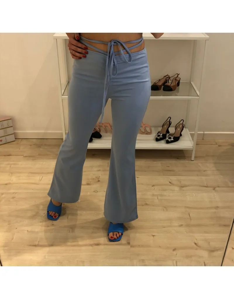 LEGGINS INTRECCIO ZAMPA AZZURRO