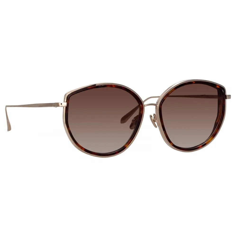Linda Farrow - Occhiali da Sole Samara Cat Eye in Oro Chiaro Tartaruga - LFL1396C2SUN - Linda Farrow Eyewear