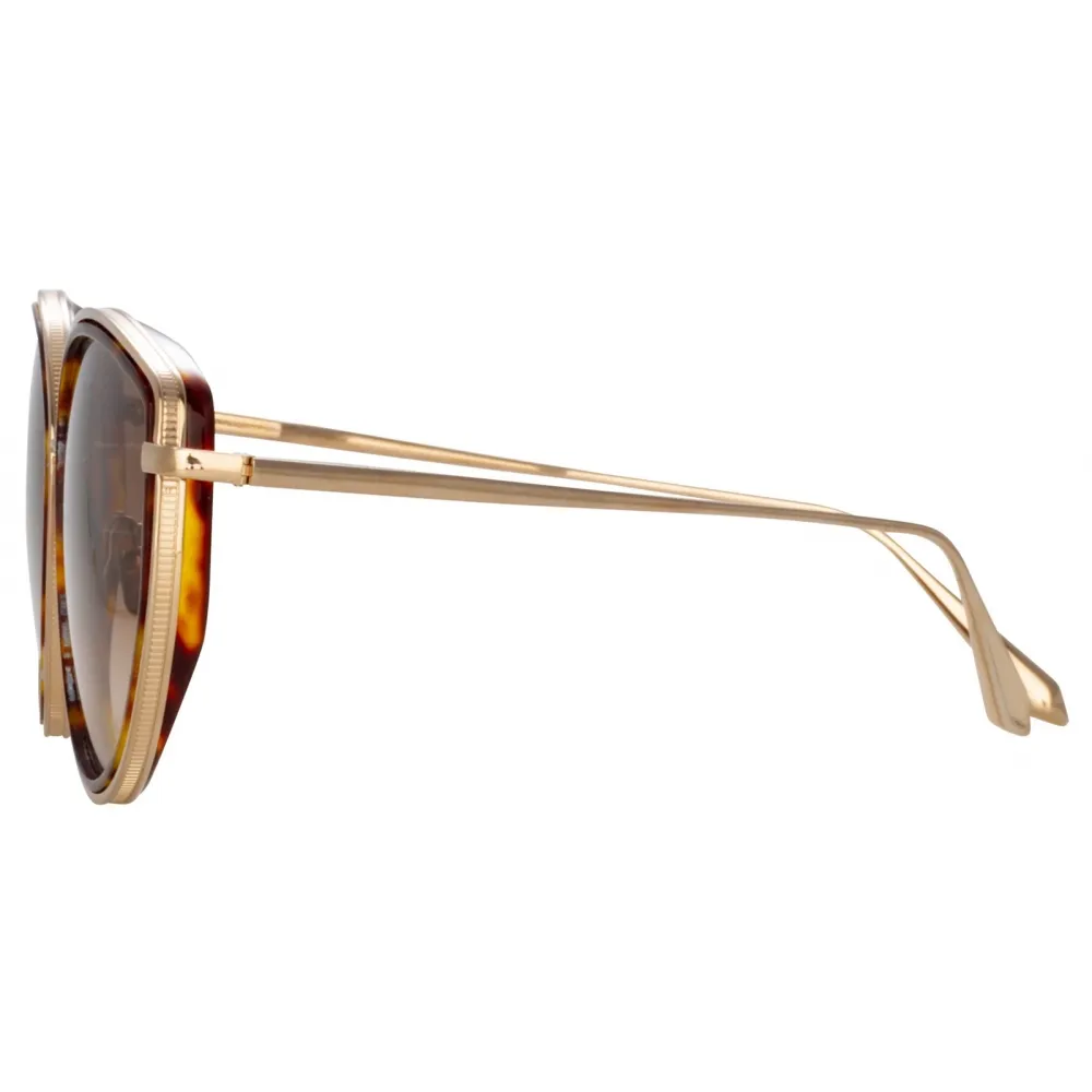 Linda Farrow - Occhiali da Sole Samara Cat Eye in Oro Chiaro Tartaruga - LFL1396C2SUN - Linda Farrow Eyewear