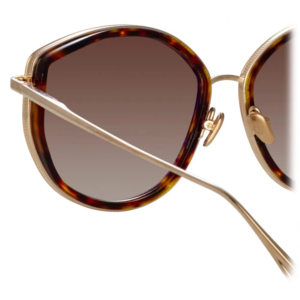 Linda Farrow - Occhiali da Sole Samara Cat Eye in Oro Chiaro Tartaruga - LFL1396C2SUN - Linda Farrow Eyewear