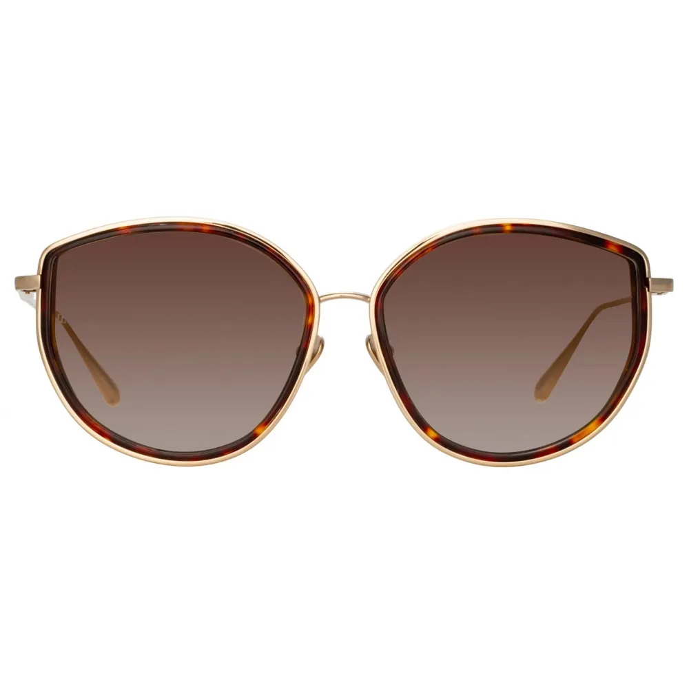 Linda Farrow - Occhiali da Sole Samara Cat Eye in Oro Chiaro Tartaruga - LFL1396C2SUN - Linda Farrow Eyewear
